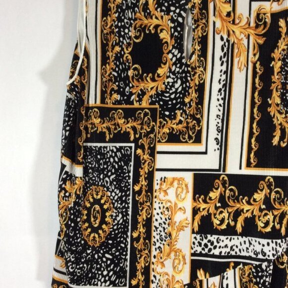 Peter Nygard Women's Gold/Black Sleeveless 2 Tier Blouse Top Size M/M - Picture 3 of 6